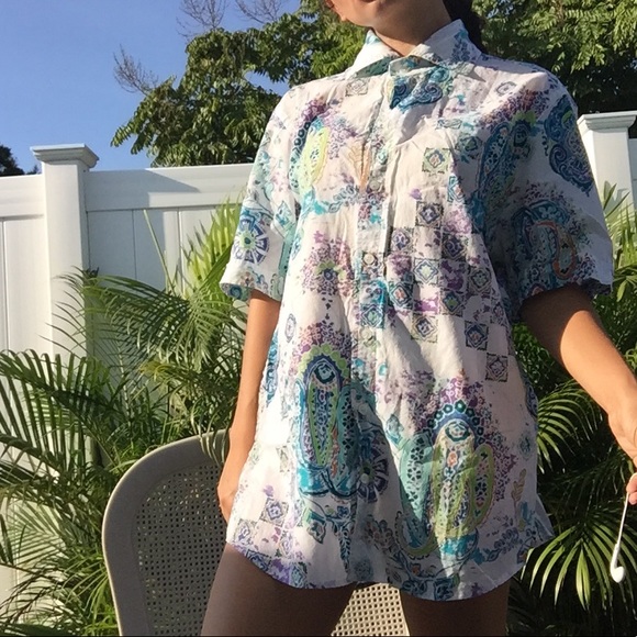 Paisley multi color button up - Picture 3 of 3